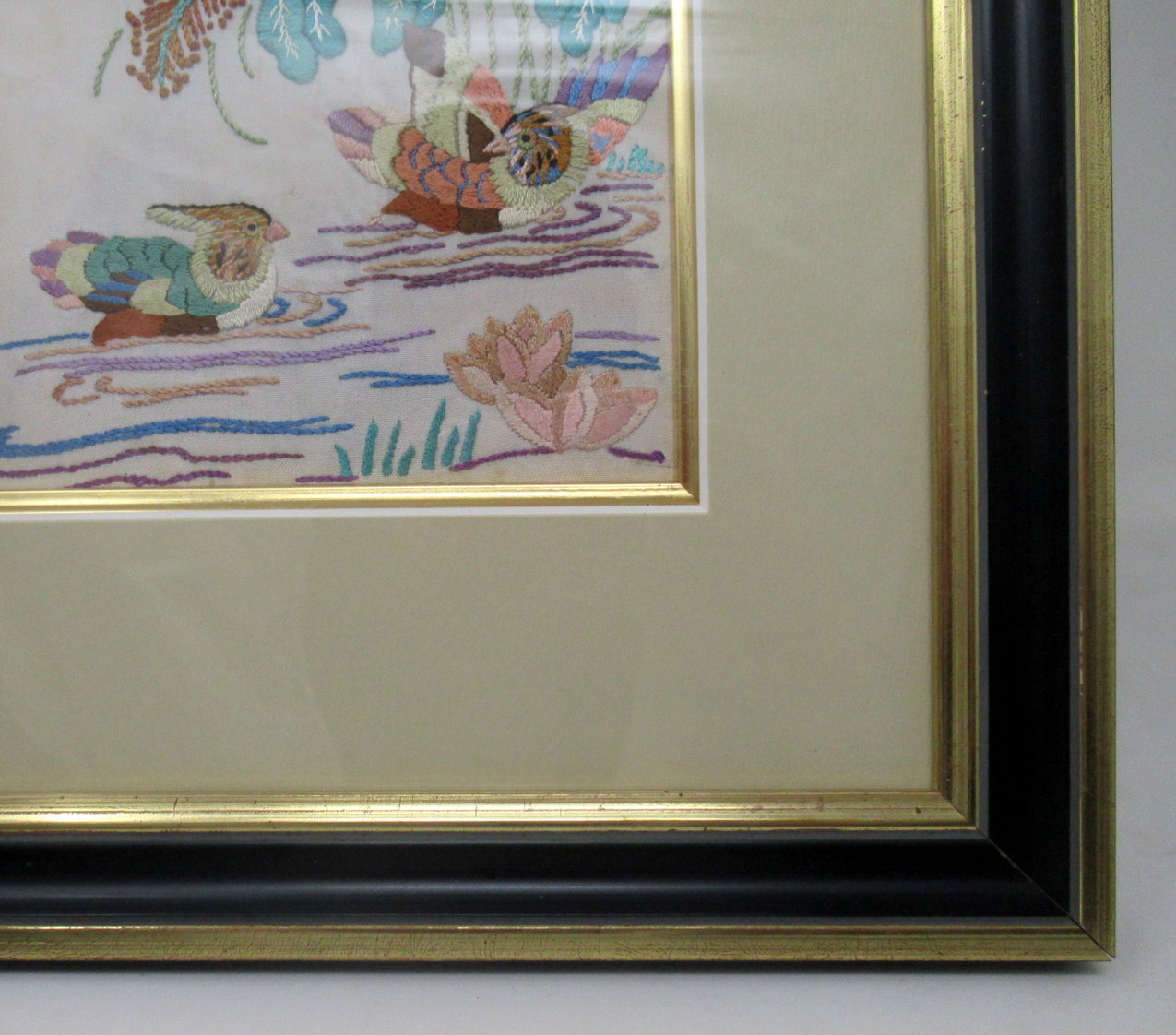 648. Antique Pair of Chinese Hand Embroidered Silk Pictures Panels Irish Interest - Image 13