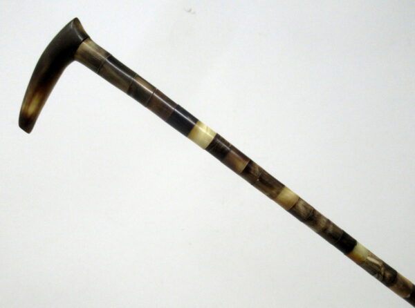 270. Antique Ladies Dress Cane Walking Stick Bovine Horn Crook Handled 19th Century