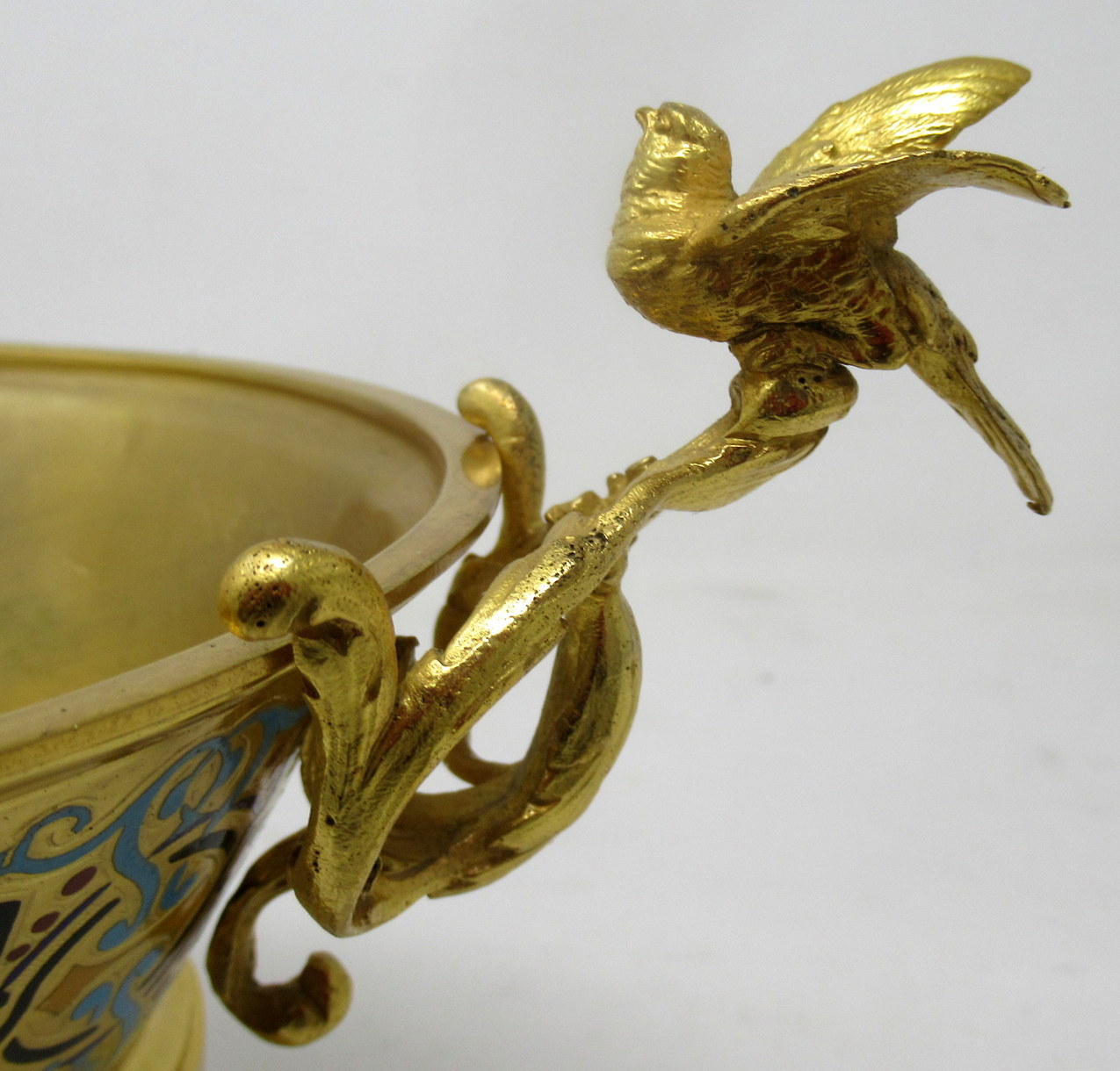 527. Antique French Gilt-Bronze Champlevé Enamel Centerpiece Ferdinand Barbedienne - Image 7