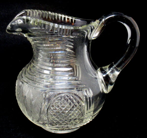744. Fine Irish Waterford Hand Cut Full Lead Crystal Water Jug Pitcher Circa 1800