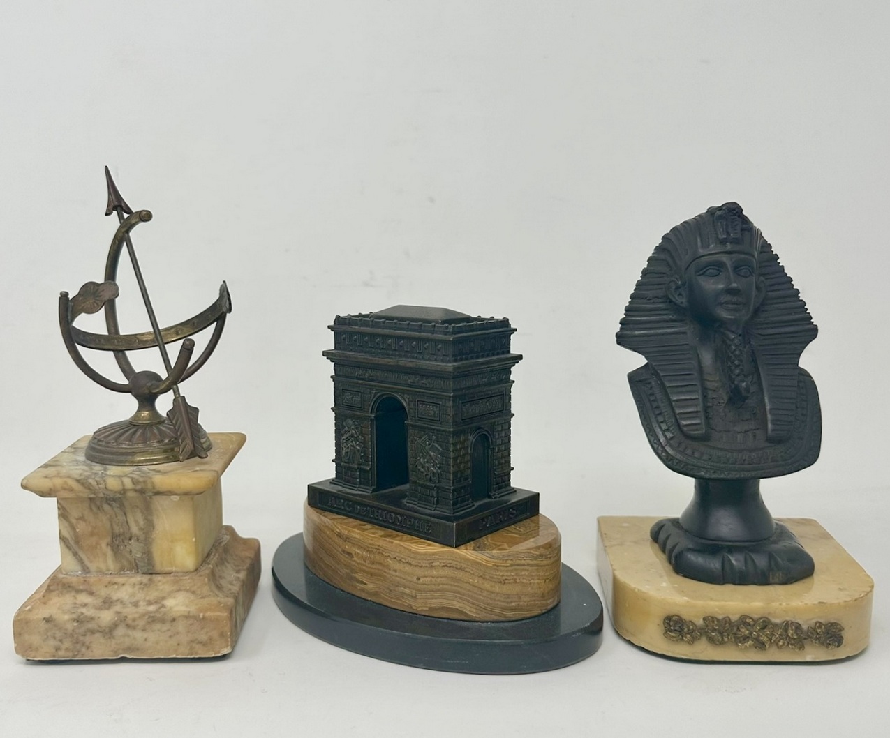 172. Grand Tour French Bronze Arc de Triomphe Egyptian Figure Sundial Sienna Marble - Image 4