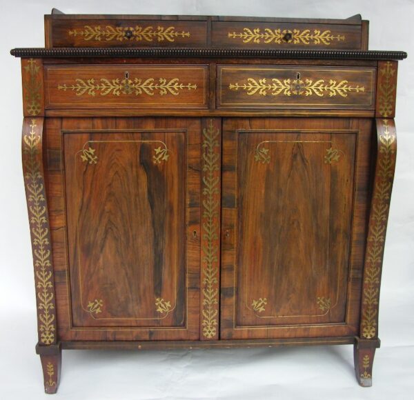 779. Fine Regency Brass Inlaid Rosewood Side Cabinet Circa 1815