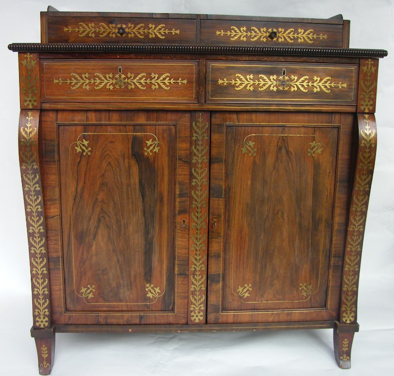779. Fine Regency Brass Inlaid Rosewood Side Cabinet Circa 1815 - Image 2