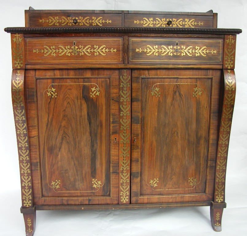 779. Fine Regency Brass Inlaid Rosewood Side Cabinet Circa 1815 - Image 3