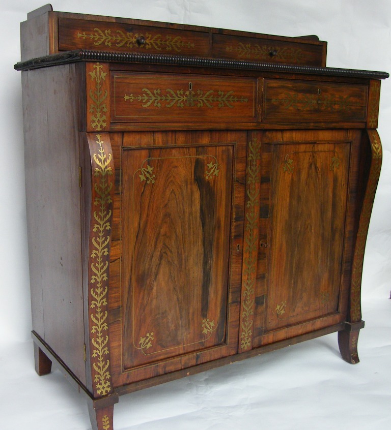 779. Fine Regency Brass Inlaid Rosewood Side Cabinet Circa 1815 - Image 4