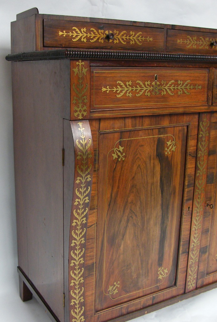 779. Fine Regency Brass Inlaid Rosewood Side Cabinet Circa 1815 - Image 5
