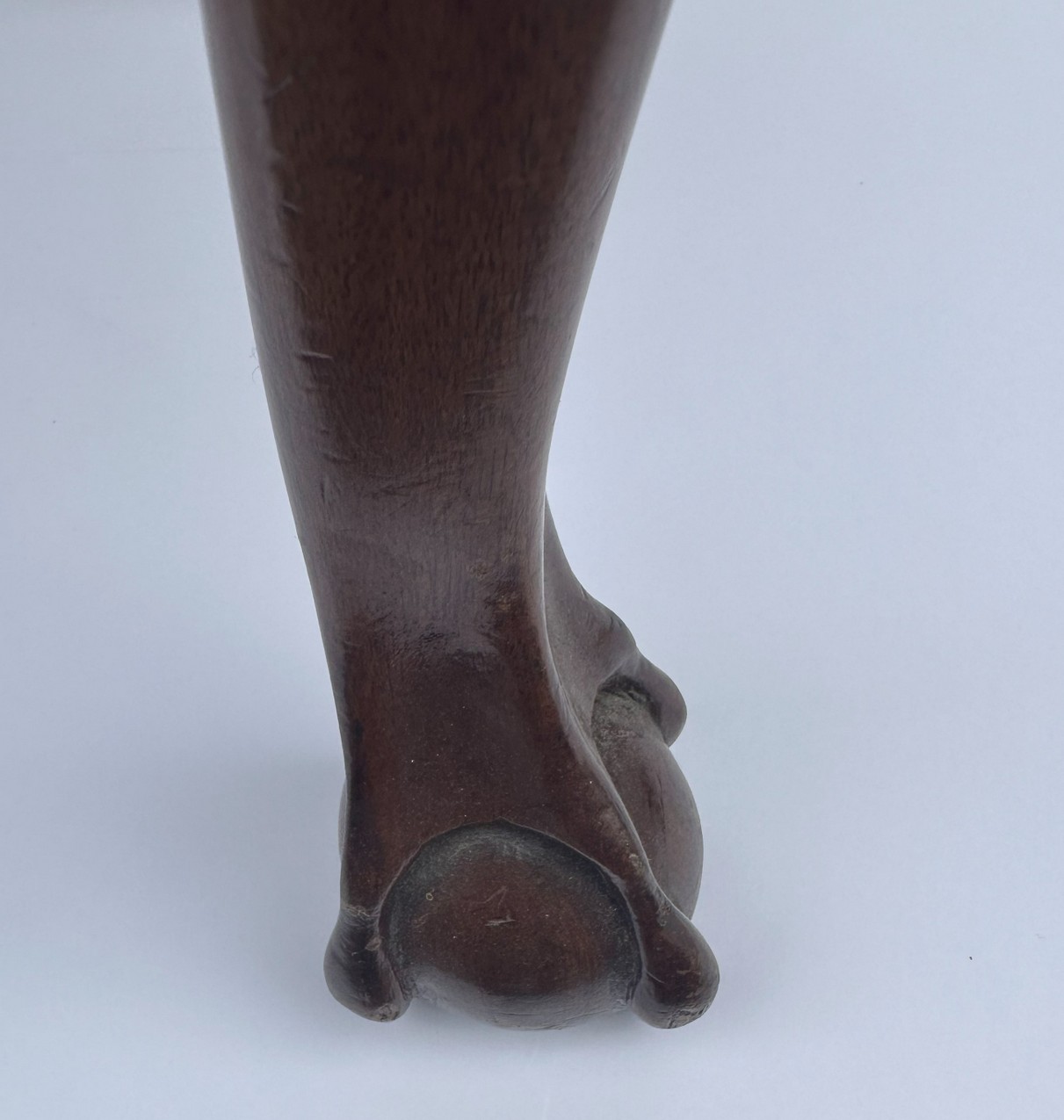 591. Antique English Edwardian Upholstered Hand Carved Mahogany Stool, 19th Century - Image 6