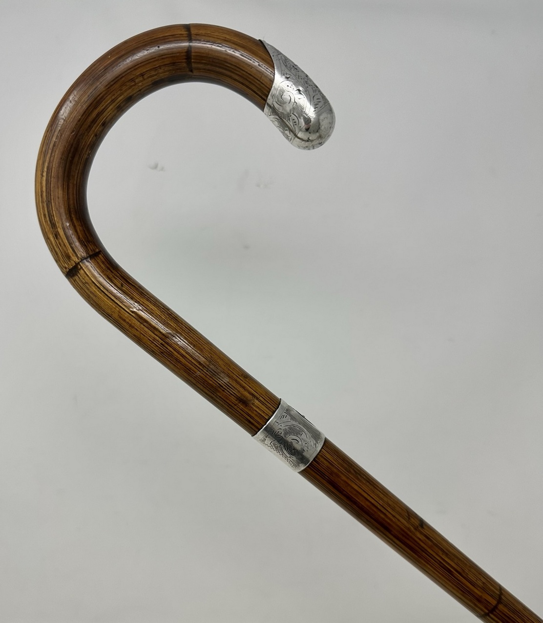 325. Antique Vintage Lady's Gentleman's Walking Stick Sterling Silver Crook Handle - Image 6