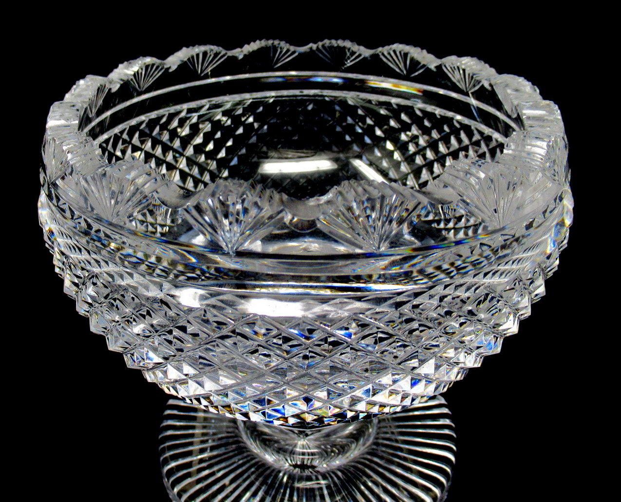 612. Antique Irish Tipperary Waterford Glass Cut Crystal Bowl Georgian Centerpiece - Image 7