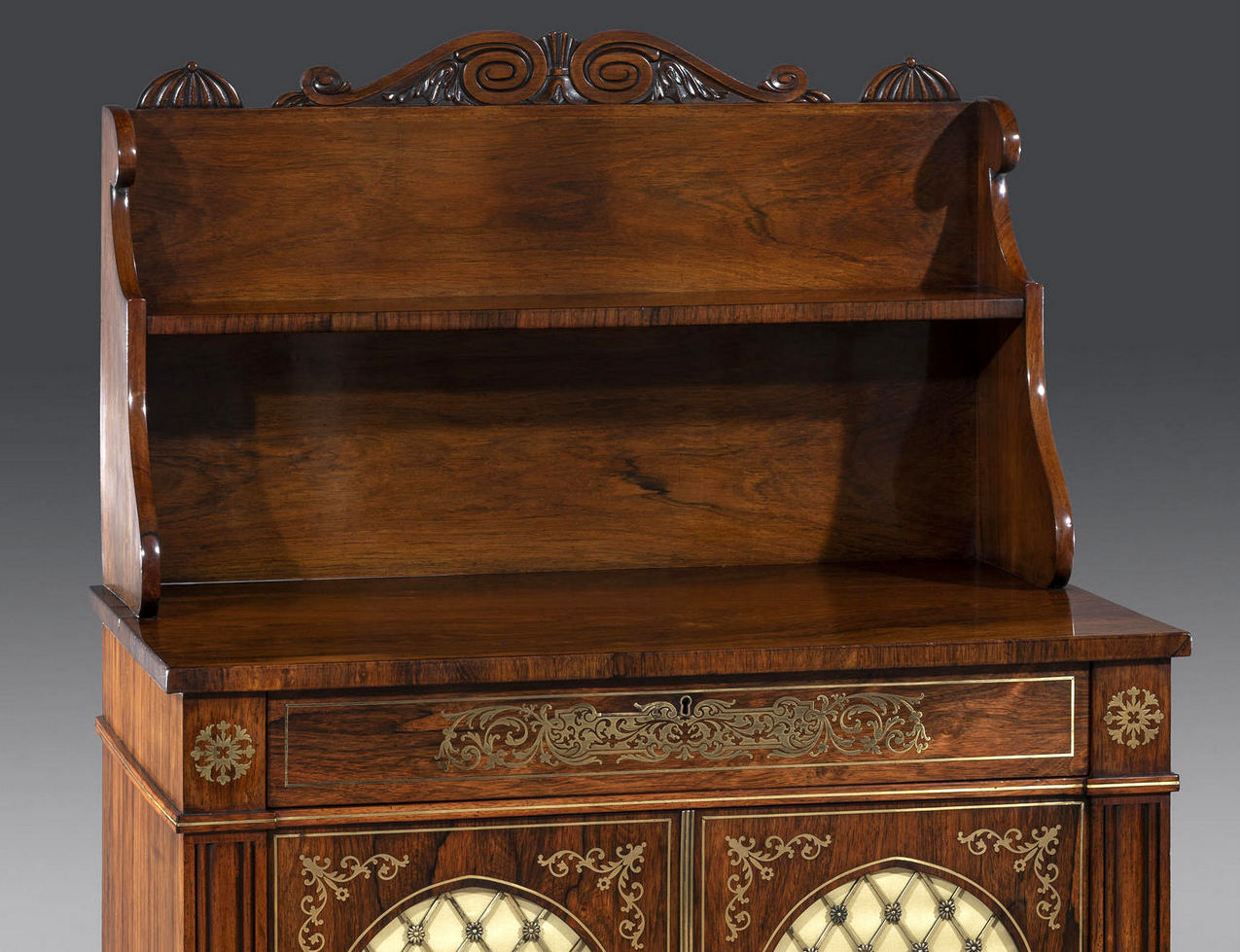 459. Regency Rosewood Brass Inlaid Chiffonier Side Cabinet attrib. Gillows of Lancaster - Image 3
