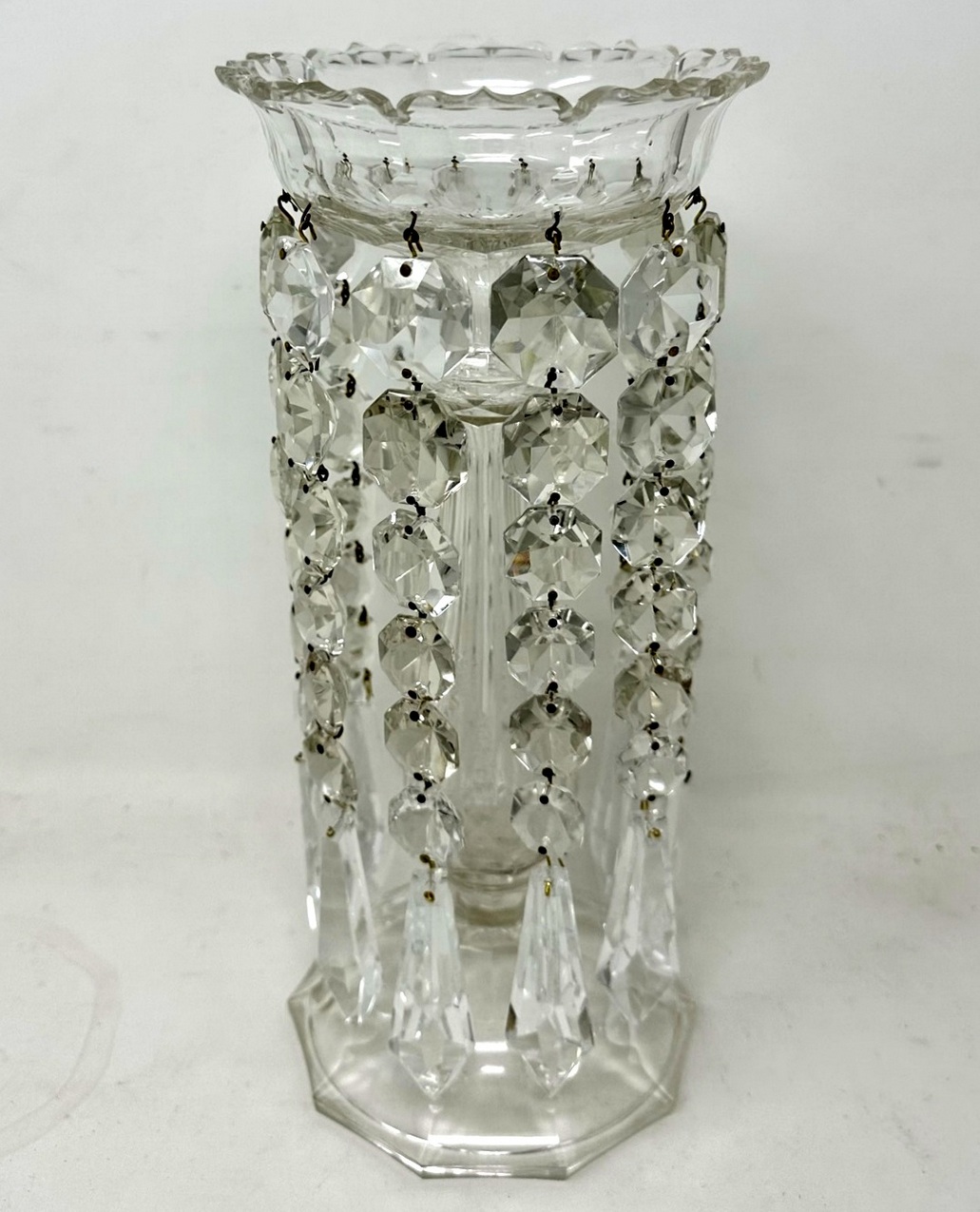 250. Antique Irish Waterford Hand Cut Lead Crystal Lustres Vase Candlestick Ireland - Image 2