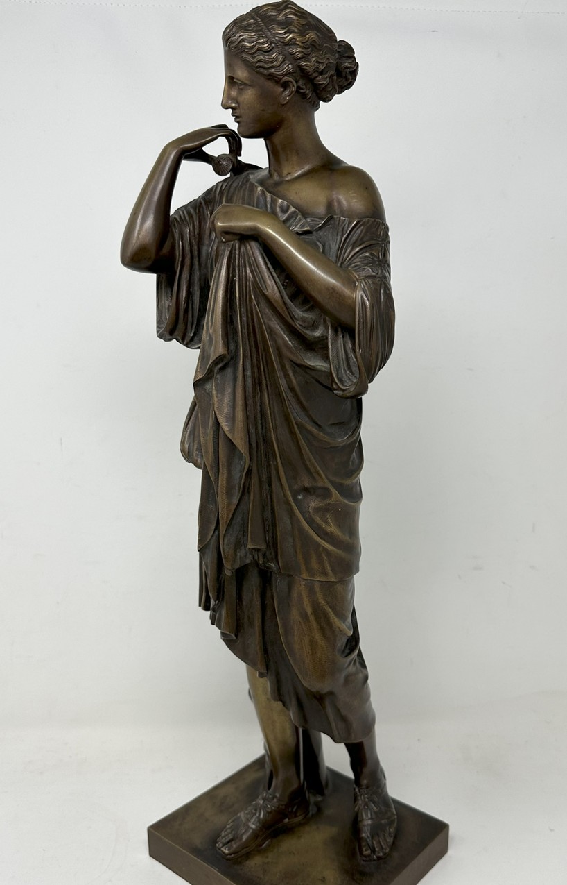 855. Antique Female French Classical Bronze Diana Robing Praxiteles Audin Marseille - Image 4