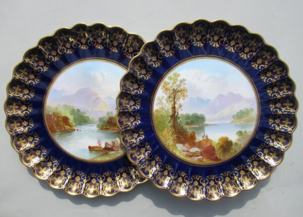 114. Pair Copeland Spode Cabinet Plates Scottish Irish Interest 1875-1890