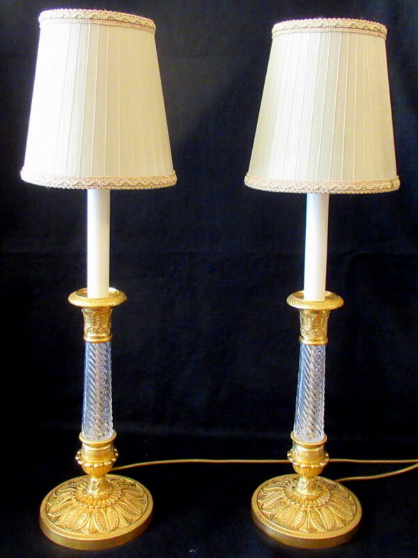 767. Superb Pair of French Ormolu and Crystal Table Lamps 19thCt