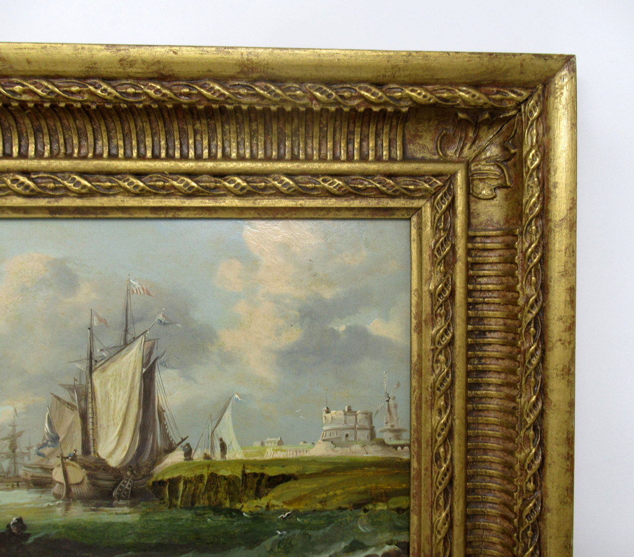 272. William Sadler Dublin Ireland Oil Painting on Board Harbor Scene Seascape Boats - Image 5
