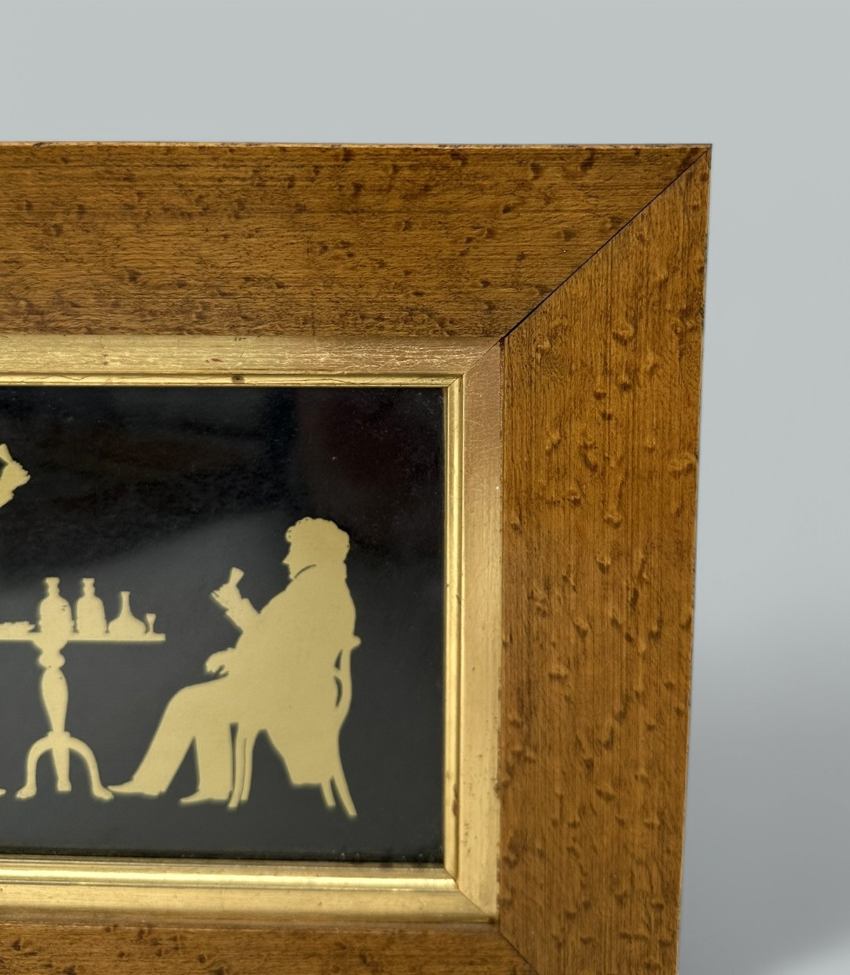 511. Antique Pair English Family Silhouettes Birdseye Maple Frames Irish Interest - Image 7