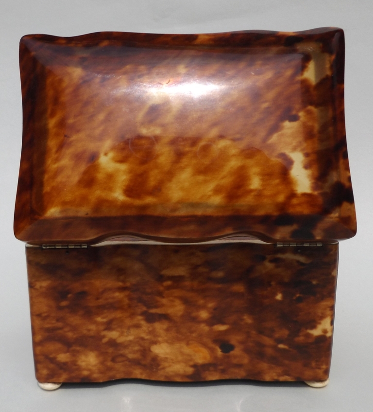 501. Fine Tortoiseshell and Ivory Single Tea Caddy mid 19thCt - Image 6