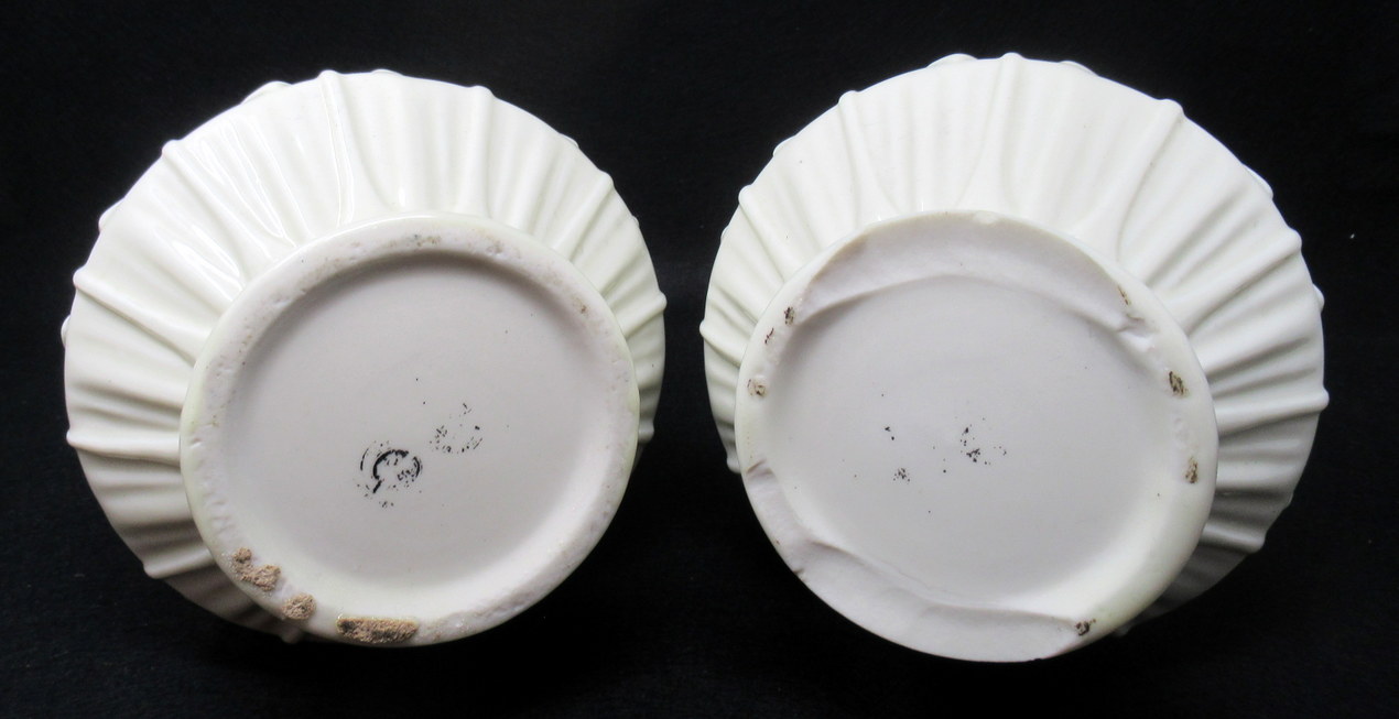 504. Rare Large Pair Irish Belleek Nile Vases Cala Lily Black Mark 1863-1891 - Image 9