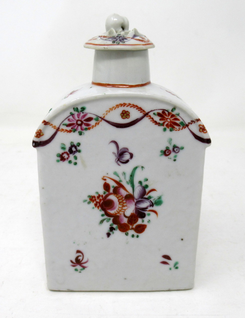 401. Chinese Canton Porcelain Famille Rose Dome Top Enameled Tea Caddy - Image 3
