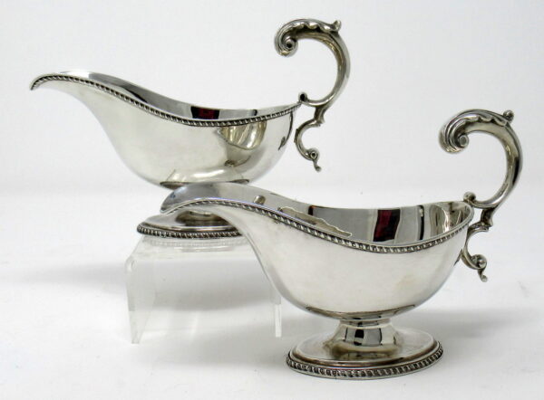 178. Sterling Silver Pair Edwardian Gravy Boats Maurice Freeman London 1900. 10ozs
