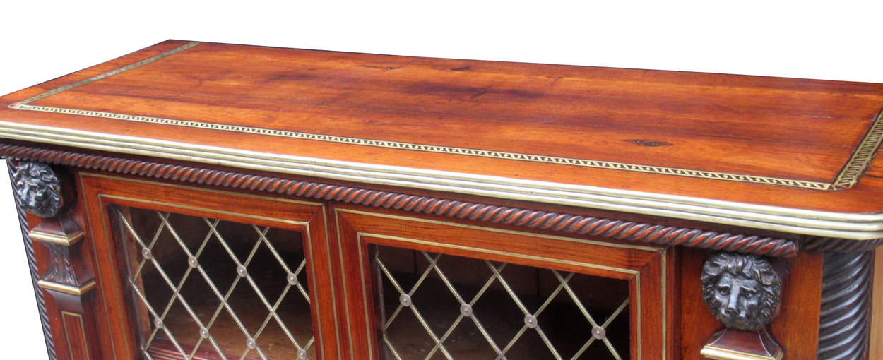 470. Fine Irish Cork Regency Brass Inlaid Sidecabinet Hockley Hall Provenance - Image 6