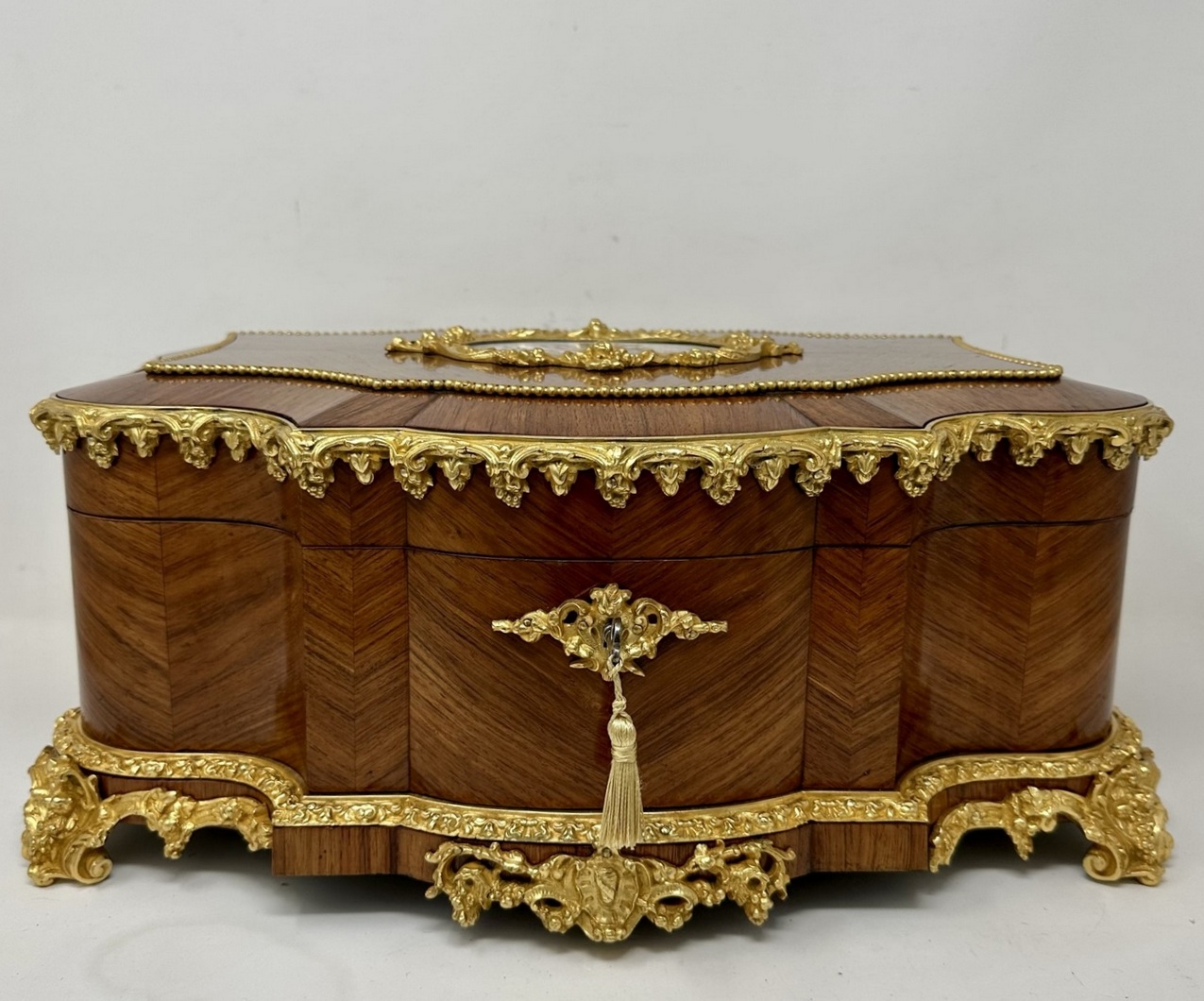 888. Antique French Ormolu Kingwood Sevres Casket Jewelry Box by Vervelle Audot Paris - Image 5