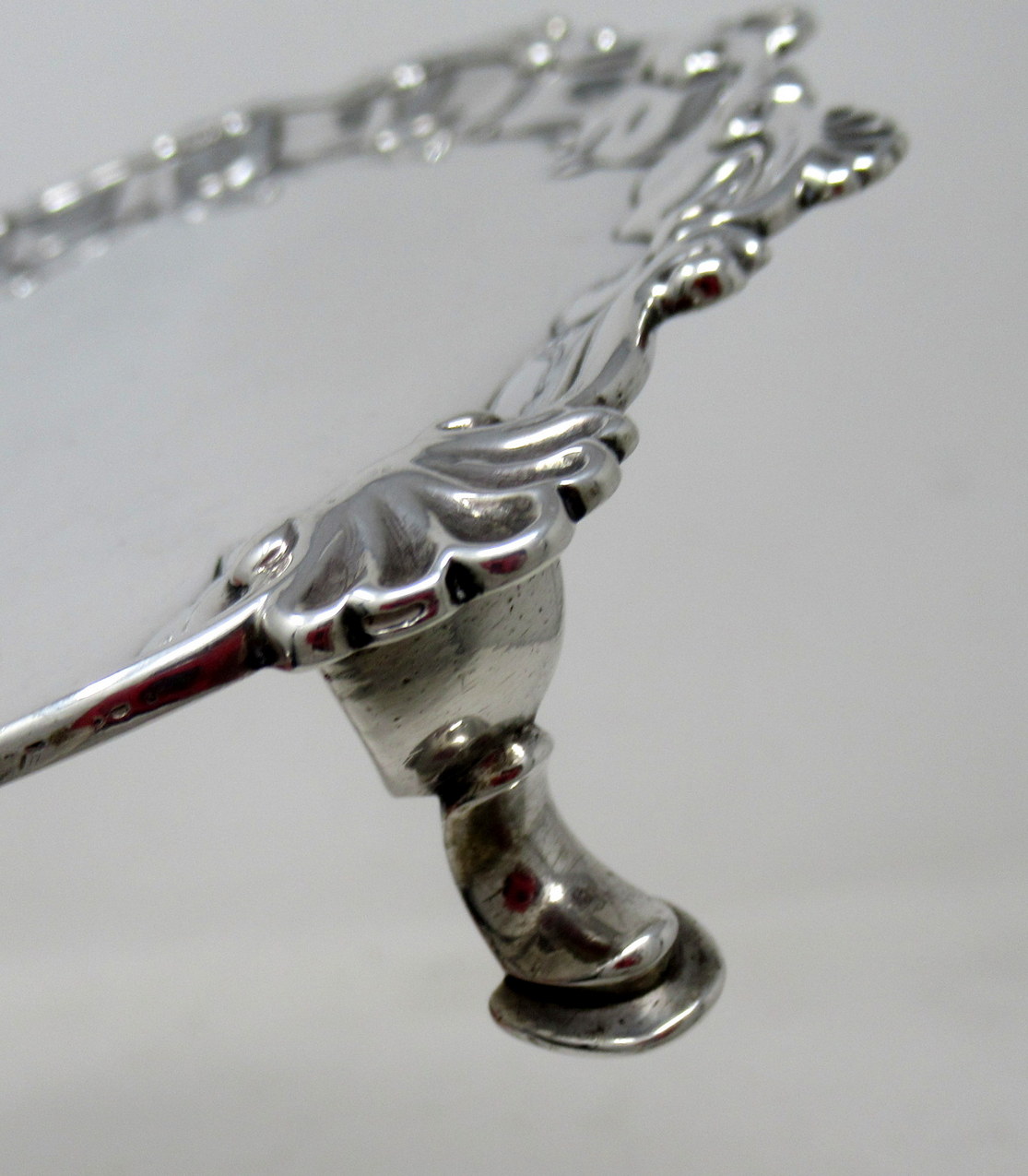 875. Antique Sterling Silver Georgian Serving Card Tray Eighteenth Century Hallmark - Image 8