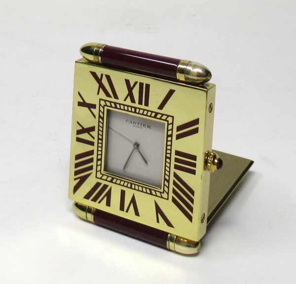 397. Mid Century Vintage Cartier Paris French Quartz Quadrant Traveling Alarm Clock