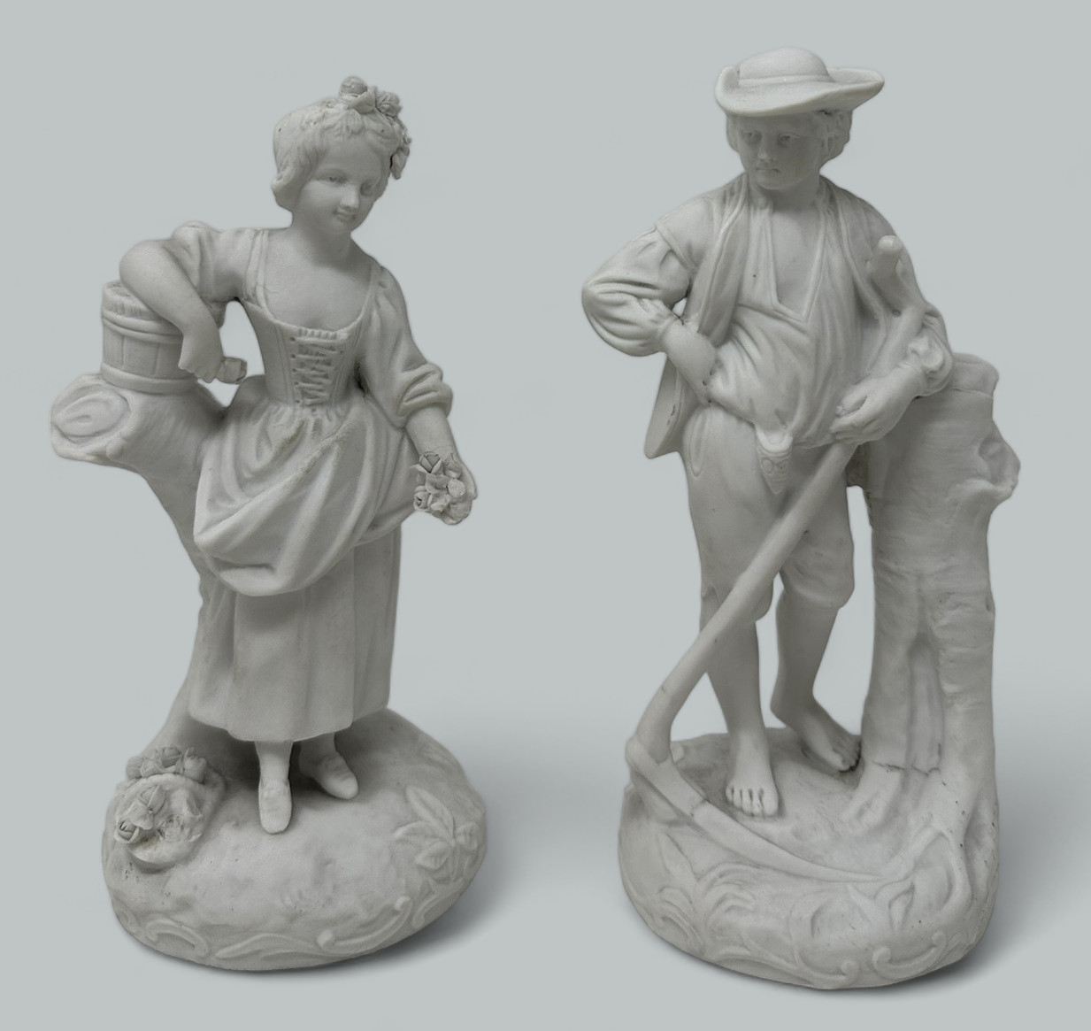 235. Antique Grand Tour French Sevres Parian Sculpture Male Female Figures Group 19C - Image 2