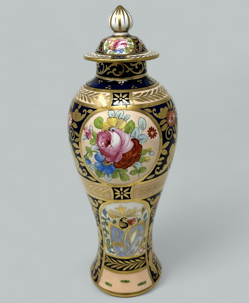 993. Antique English Crown Derby Staffordshire Bone China Urn Vase Centerpiece 19C - Image 2