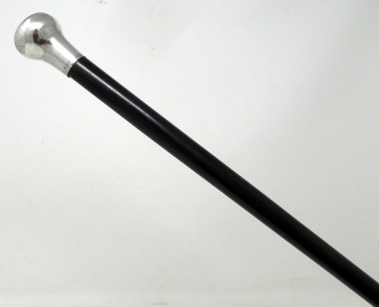 263. Antique Vintage Ebony Wooden Walking Stick Henry Williamson Sterling Silver Mount 1923 - Image 4