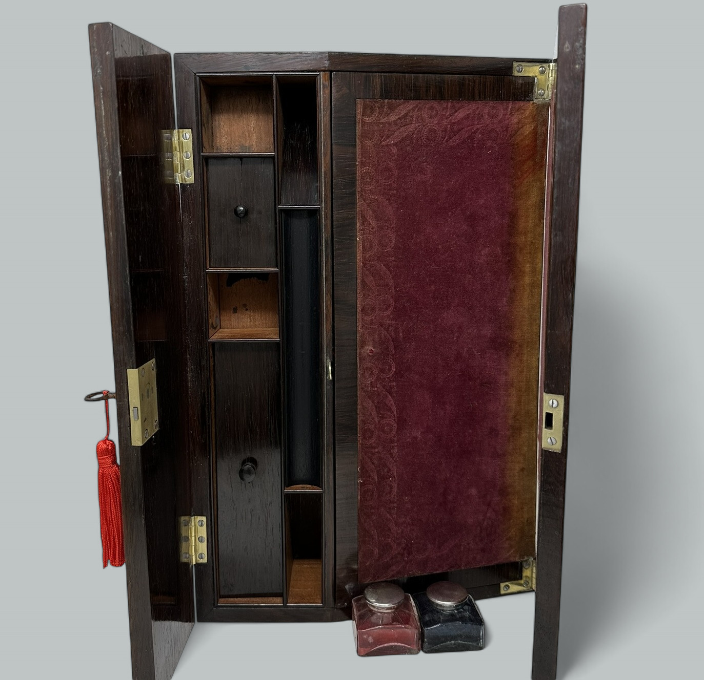 502. Antique French English Rosewood Brass Inlaid Boulle Writing Slope Box Desk 19thCt - Image 10