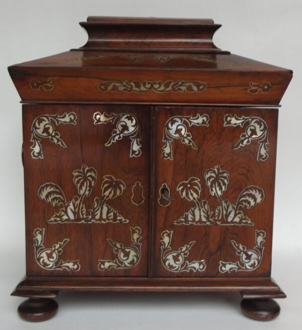 113. Fine Rosewood and Mother Pearl Jewellery Casket 19th Ct