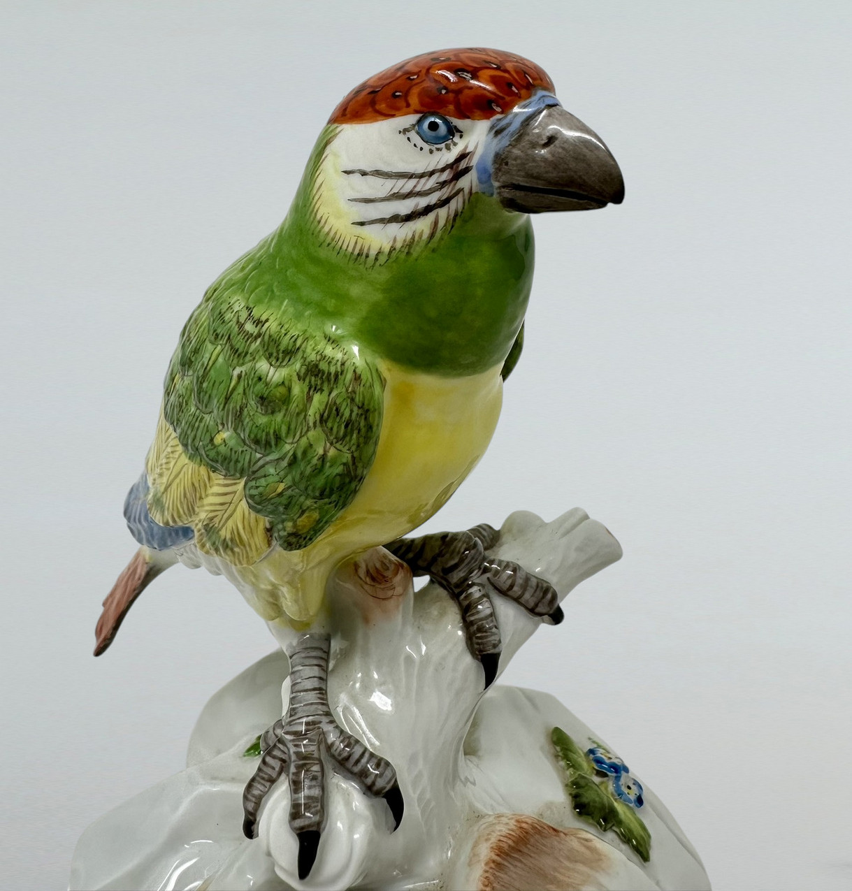 074. Antique German Meissen Continental Porcelain Parrot Bird Green Gilt 19th Century - Image 5