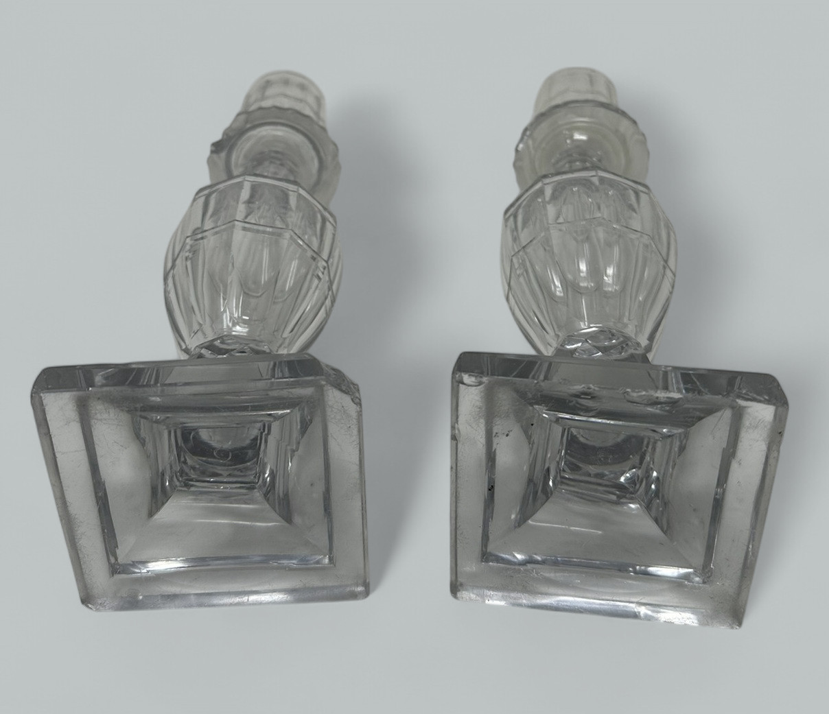 253. Antique Pair possibly Irish Lead Crystal Hand Cut Lustres Candlesticks Ireland - Image 4