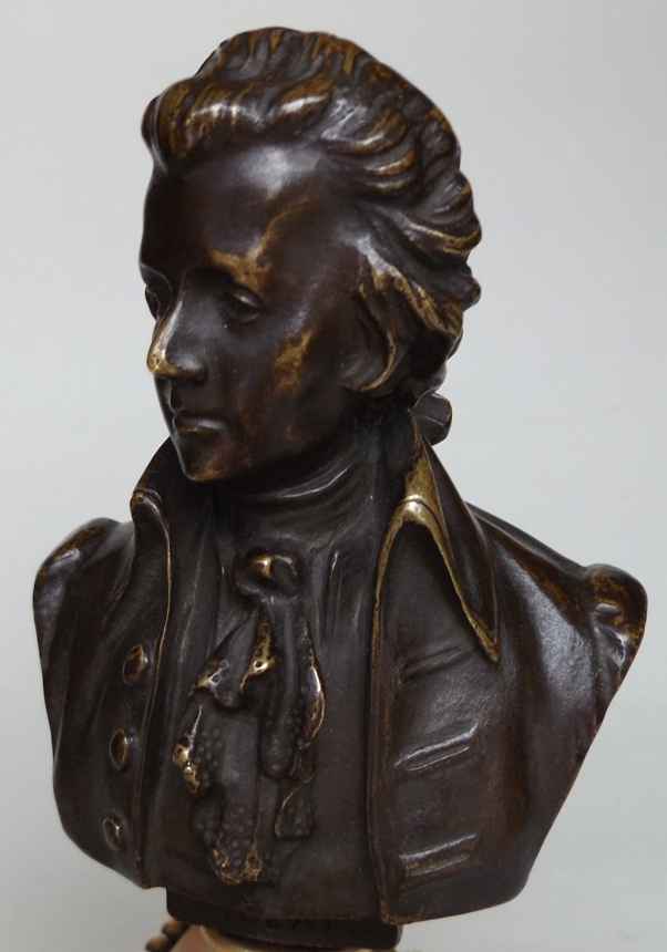 785. Fine Pair Grand Tour French Bronze Busts MOZART and BEETHOVEN Sienna Marble 19Ct - Image 7