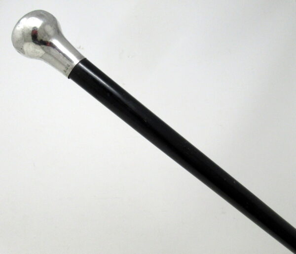 263. Antique Vintage Ebony Wooden Walking Stick Henry Williamson Sterling Silver Mount 1923