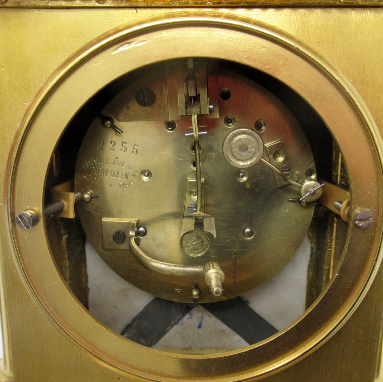 968. Fine French Ormolu Mantle Clock Sevres Panels 19thCt. Howell Janes London Paris - Image 7