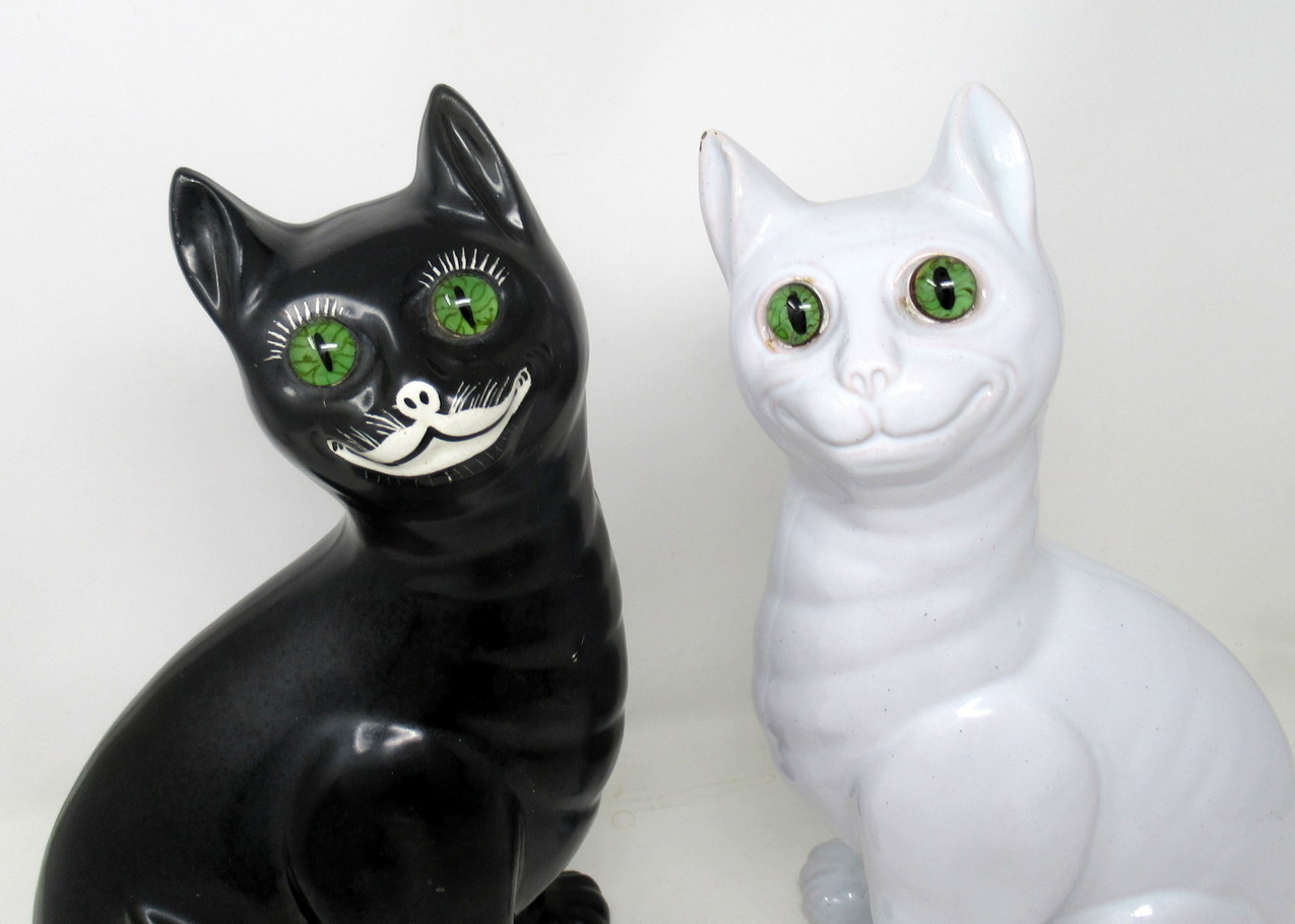 283. Pair Faience Pottery Cats by Emile Galle Provenance Lord Iveagh Guinness Family - Image 2