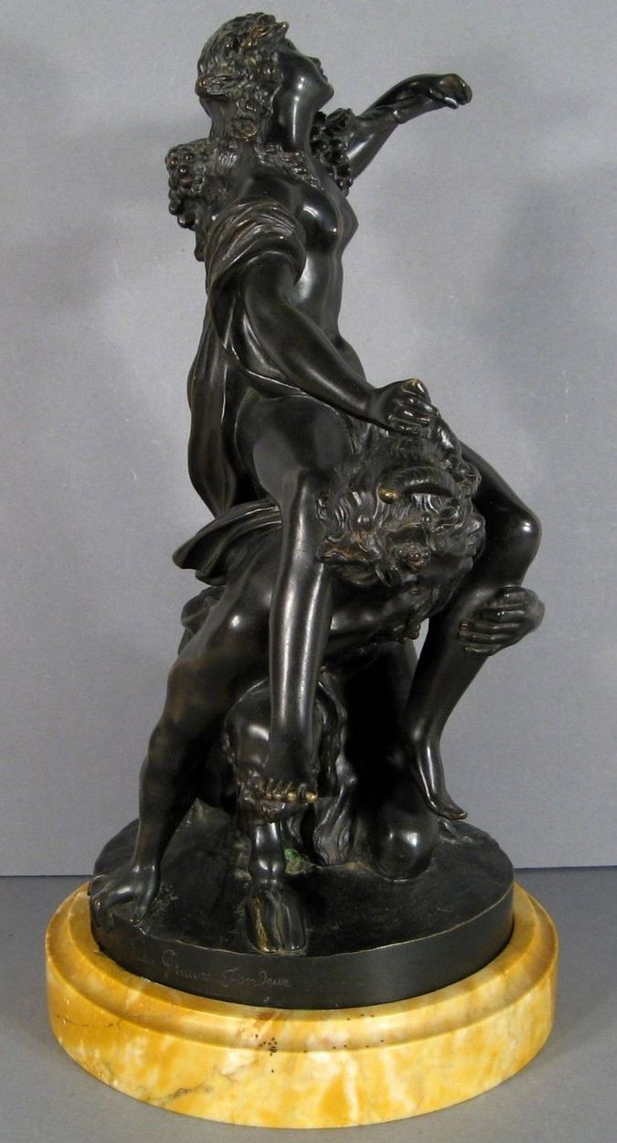 656. Superb French Figural Bronze a Satyr and Nymph” Jules Graux Paris 19thCt - Image 4