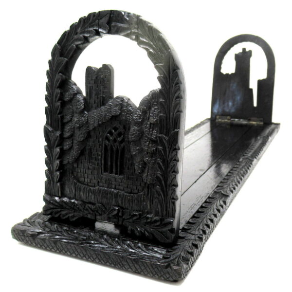 959. Irish Carved Bog Wood Oak Bookcase Harp Shamrock Cornelius Goggin Dublin Ireland