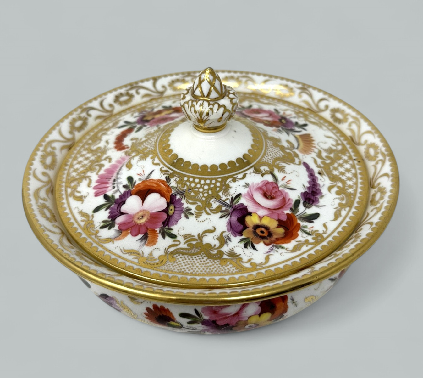 798. Antique English Coalport Porcelain Sucrier Sugar Bowl Centerpiece Regency 1820 - Image 2