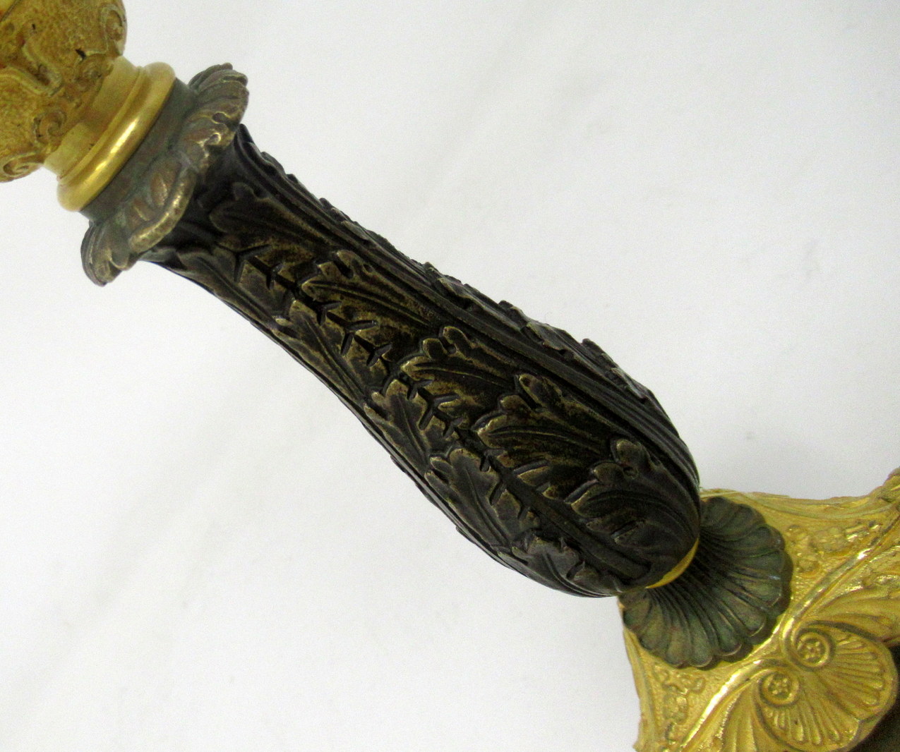 425. Pair of Ormolu Patinated Gilt Bronze Acanthus Empire-Style Candlesticks 19th Ct - Image 7