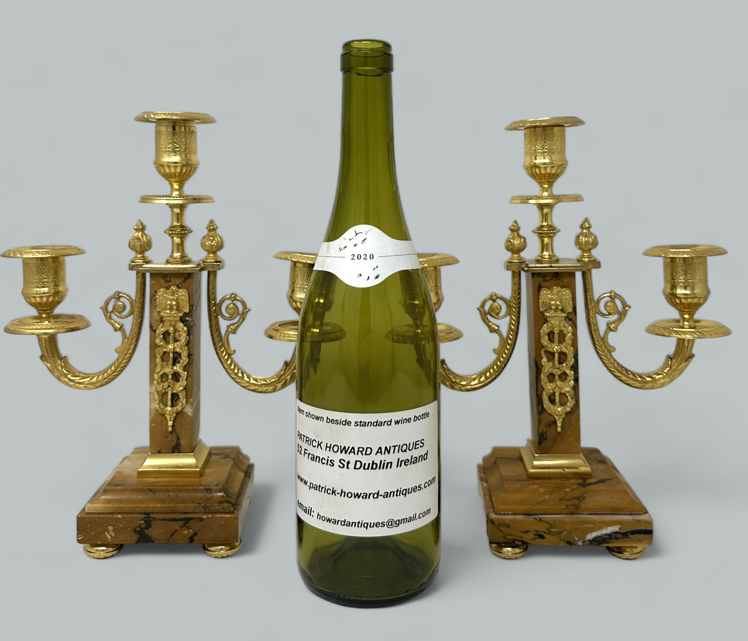 254. Pair Antique Grand Tour French Empire Bronze Ormolu Candelabra Candlesticks 19Ct - Image 11