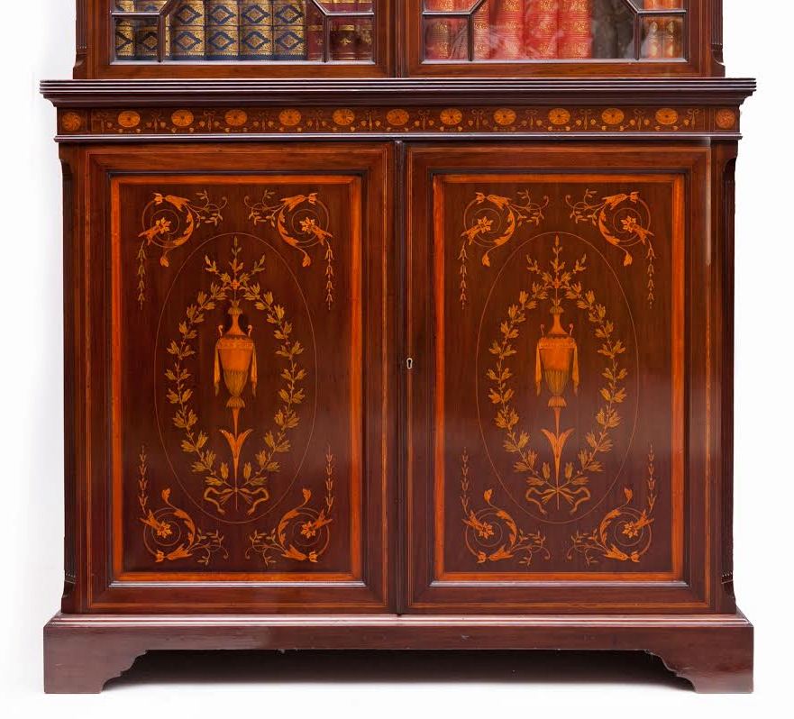 456. Fine Pair Inlaid Mahogany Bookcases by Edwards Roberts Circa 1900 - Image 2