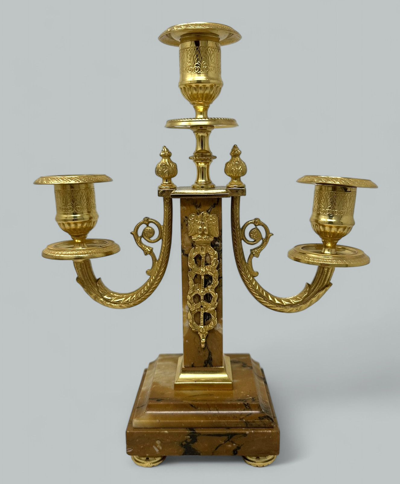 254. Pair Antique Grand Tour French Empire Bronze Ormolu Candelabra Candlesticks 19Ct - Image 5