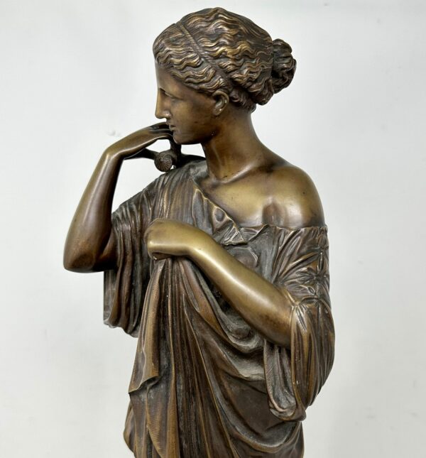 855. Antique Female French Classical Bronze Diana Robing Praxiteles Audin Marseille