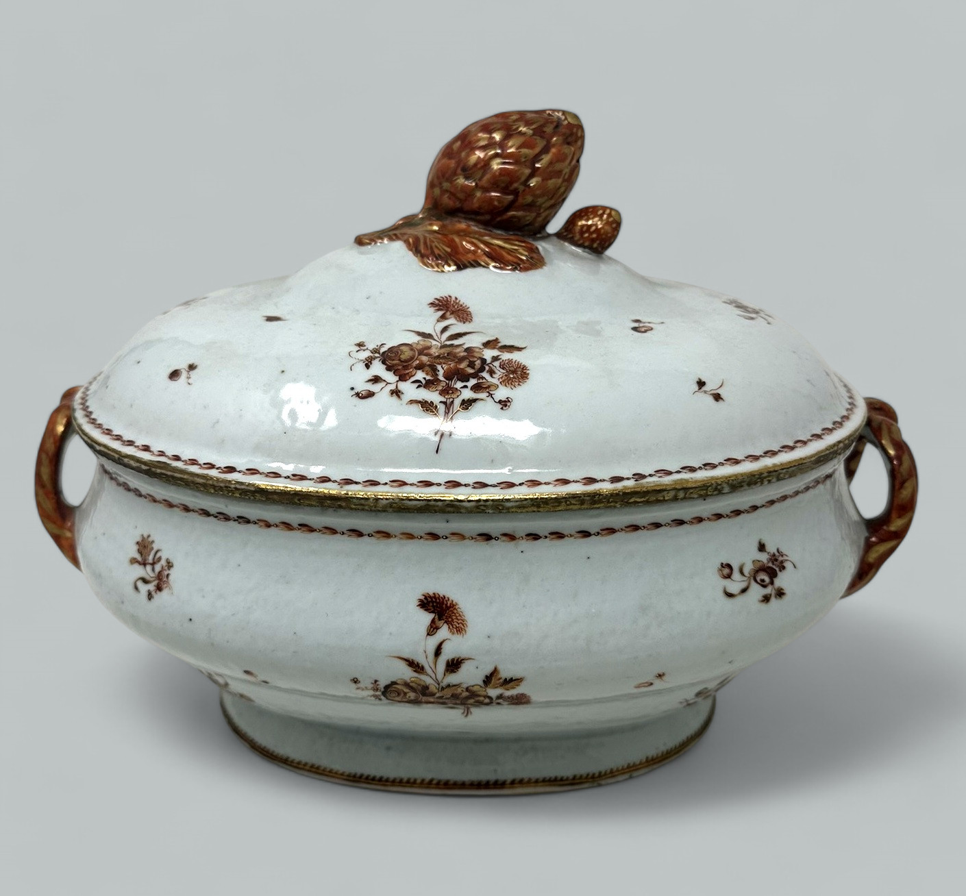 871. Antique Chinese Qing Dynasty Canton Porcelain Famille Rose Qianlong Tureen 18 Ct - Image 2