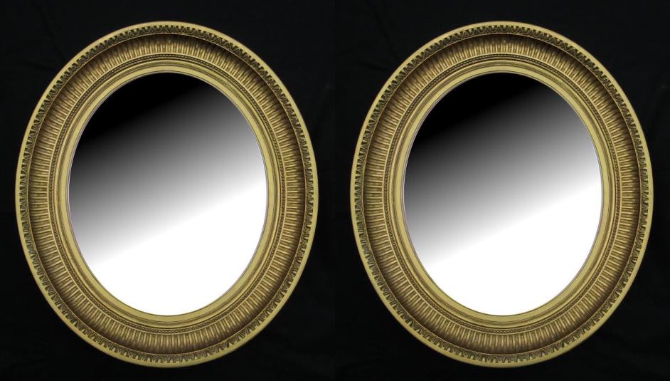331. Fine Pair Oval Giltwood Regency Style Wall Mirrors