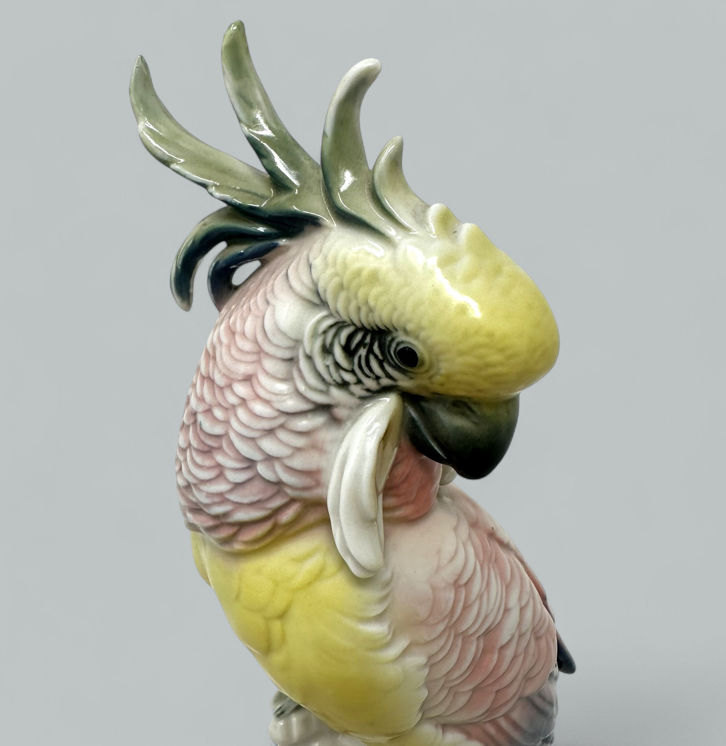 674. Pair Antique German Porcelain Birds Parakeets Cockrels Cockatoo Parrots Karl Ens - Image 4